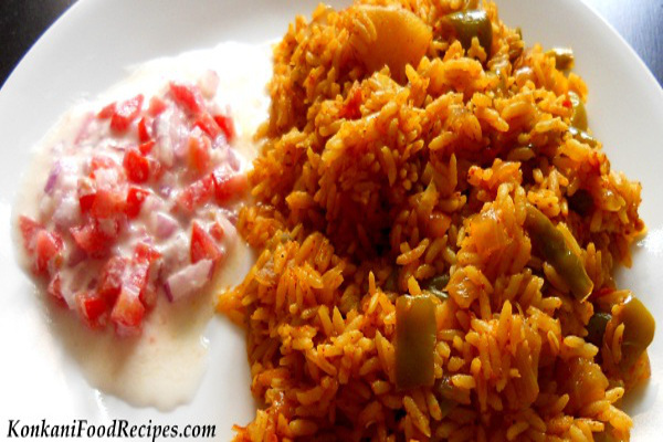 Indian Spiced Tomato Rice, Tomato Pulav, Tava Pulav 