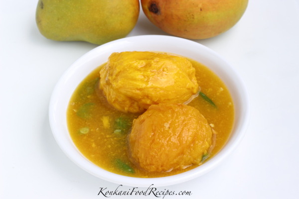 Ripe mangoes in a sweet, spicy side dish (Ambe Gojju)